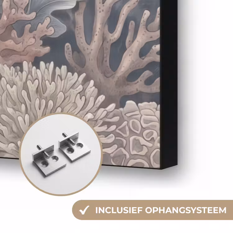 Koraal - Zeeleven - Onderwater - Illustratie - Natuur Textielframe zwart klein -USP_ophangsysteemNL