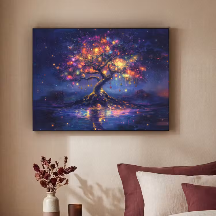 Kosmisch - lichtboom - Kerst - Kleurrijk Textielframe - compleet frame klein -sfeer1