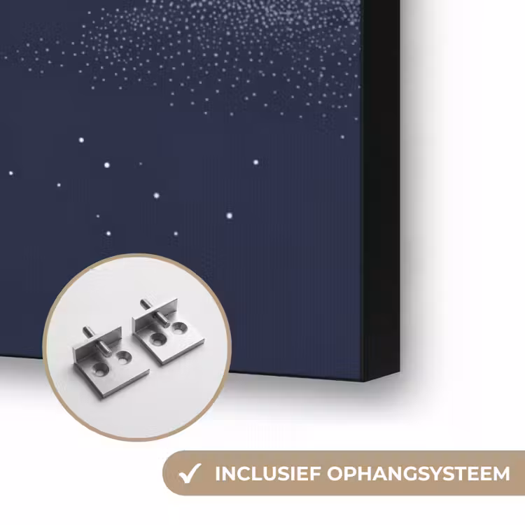 Kraanvogels - Nachthemel - Blauw Textielframe zwart klein -USP_ophangsysteemNL