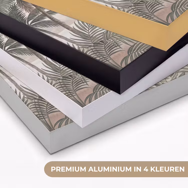 Kraanvogels - Palmbomen - Tropisch Textielframe zwart klein -USP_kleurenNL
