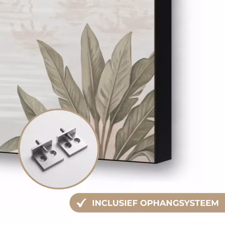 Kraanvogels - Palmbomen - Tropisch Textielframe zwart klein -USP_ophangsysteemNL