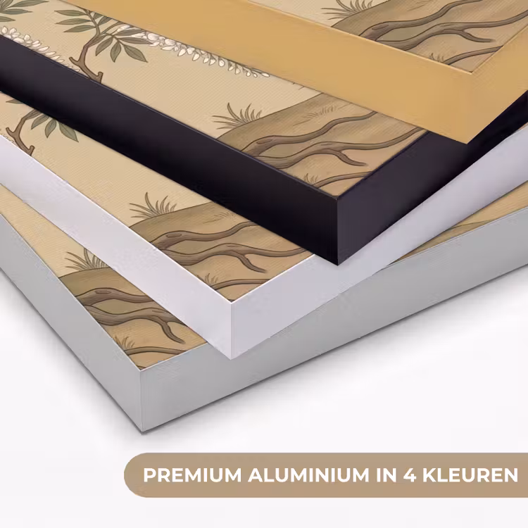 Kraanvogels - Water - Beige Textielframe zwart klein -USP_kleurenNL