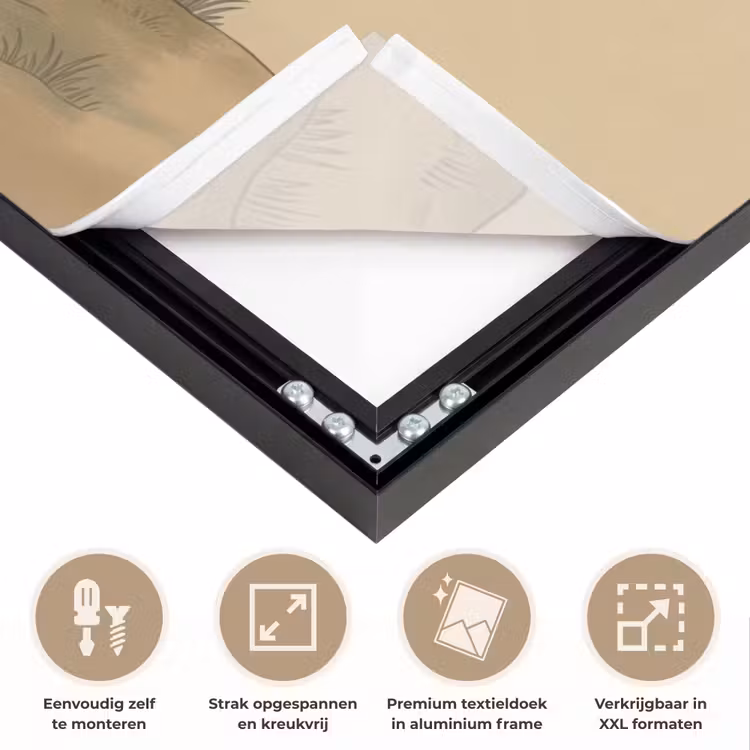 Kraanvogels - Water - Beige Textielframe zwart klein -USP_feed_closeupNL