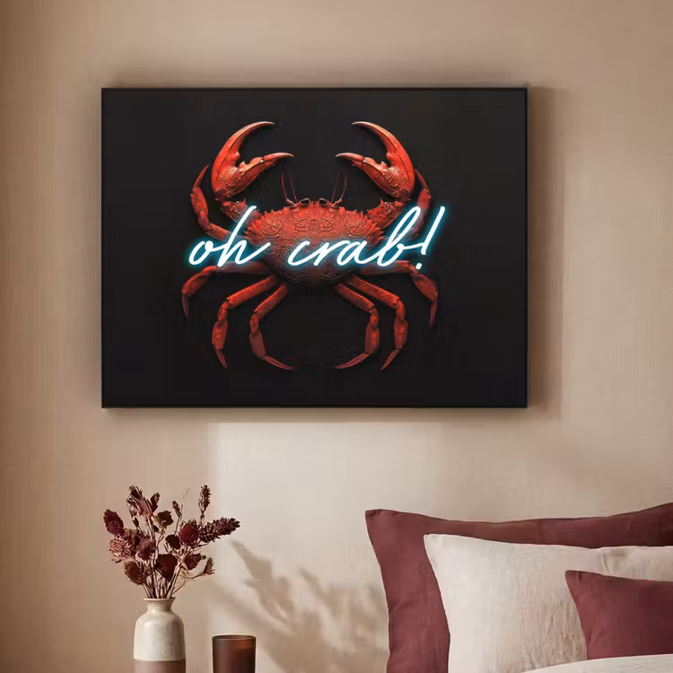 Krab - Rood - Neon - Quote Textielframe - compleet frame klein -sfeer1