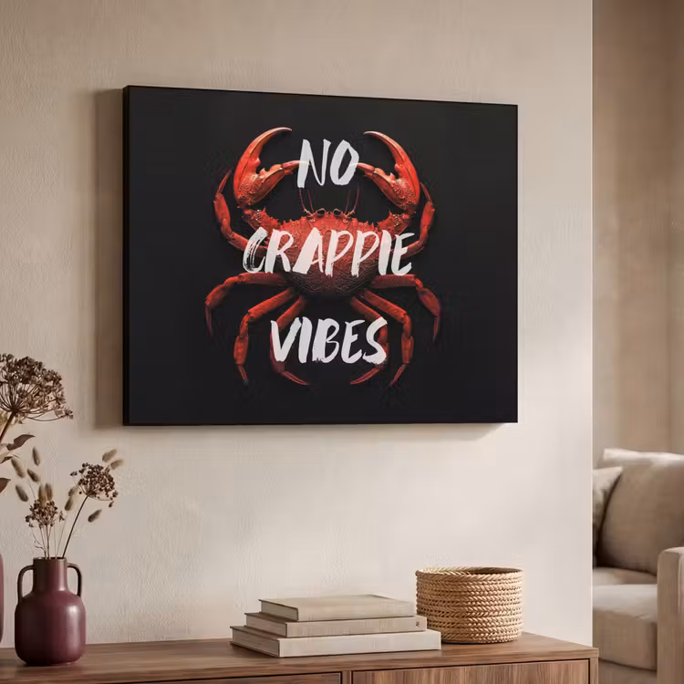 Krab - Rood - Tekst - Zwart Textielframe - compleet frame klein -sfeer3