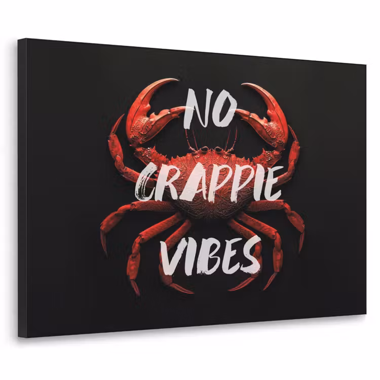Krab - Rood - Tekst - Zwart Textielframe zwart klein -3d