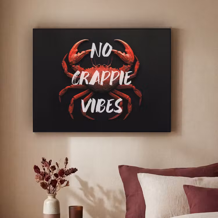 Krab - Rood - Tekst - Zwart Textielframe zwart klein -sfeer1