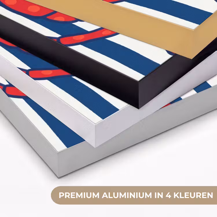 Krab - Strepen - Zeeleven - Illustratie - Rood Textielframe zwart klein -USP_kleurenNL