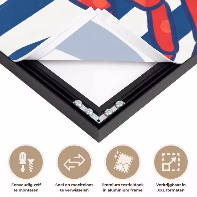 Krab - Strepen - Zeeleven - Illustratie - Rood Textielframe zwart klein -USP_closeupNL
