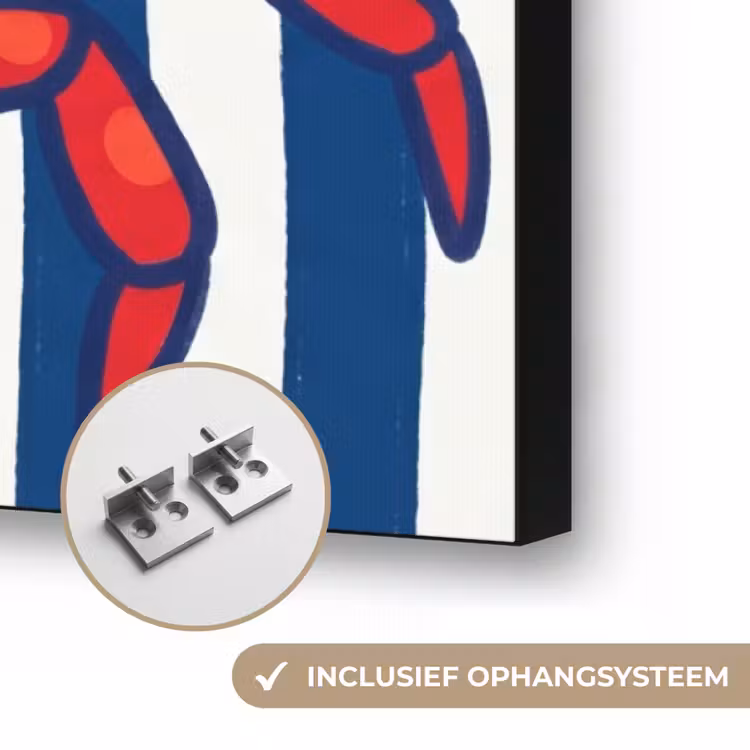 Krab - Strepen - Zeeleven - Illustratie - Rood Textielframe zwart klein -USP_ophangsysteemNL