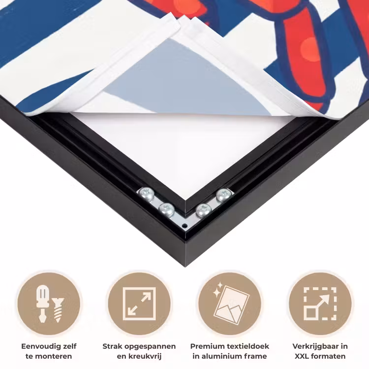 Krab - Strepen - Zeeleven - Illustratie - Rood Textielframe zwart klein -USP_feed_closeupNL