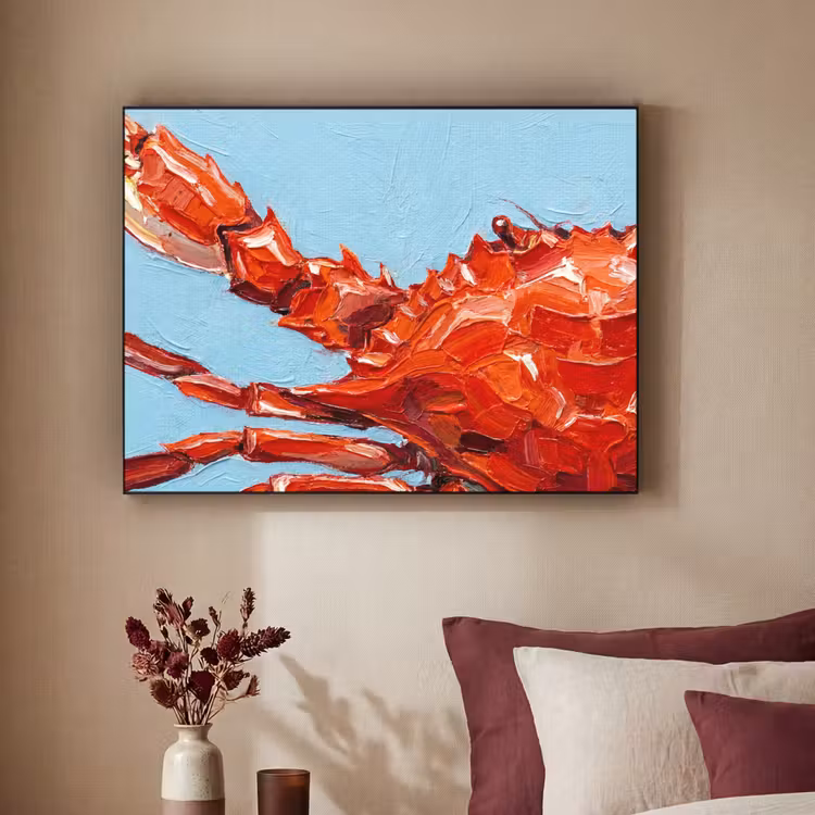 Krab - Zee - Dieren - Abstract - Rood Textielframe zwart klein -sfeer1