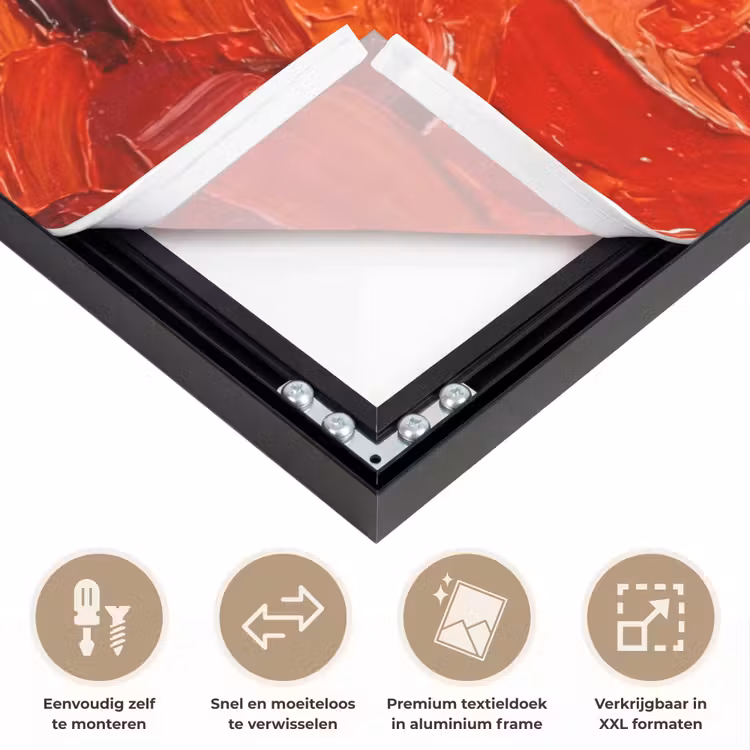 Krab - Zee - Dieren - Abstract - Rood Textielframe zwart klein -USP_closeupNL