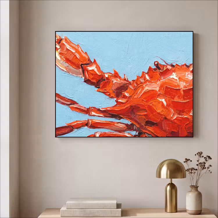 Krab - Zee - Dieren - Abstract - Rood Textielframe zwart klein -sfeer2