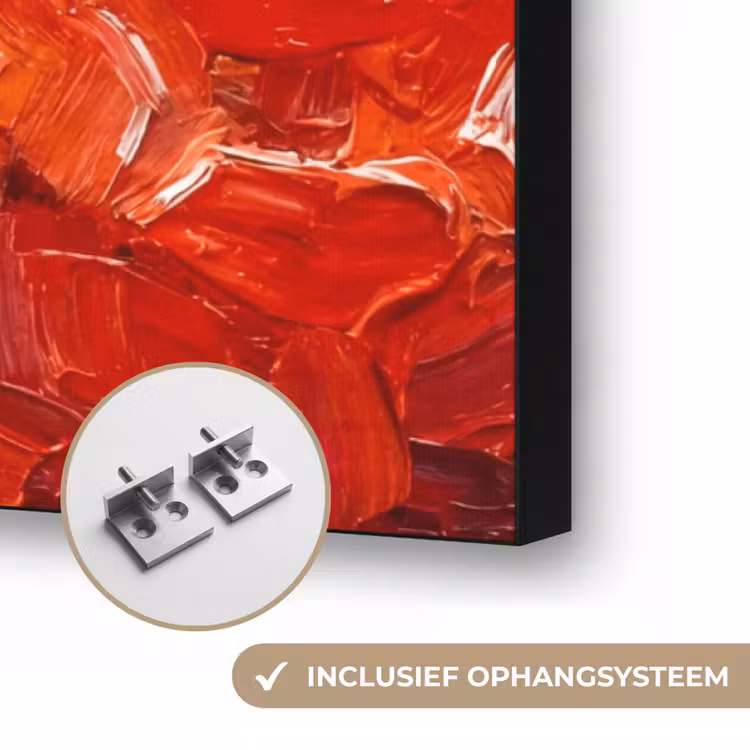 Krab - Zee - Dieren - Abstract - Rood Textielframe zwart klein -USP_ophangsysteemNL