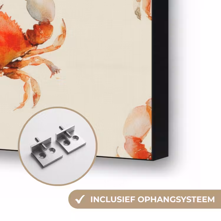 Krabben - Patroon - Oranje Textielframe zwart klein 947 -USP_ophangsysteemNL