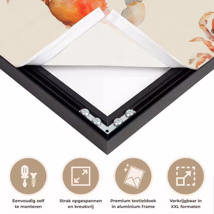 Krabben - Patroon - Oranje Textielframe zwart klein 947 -USP_feed_closeupNL