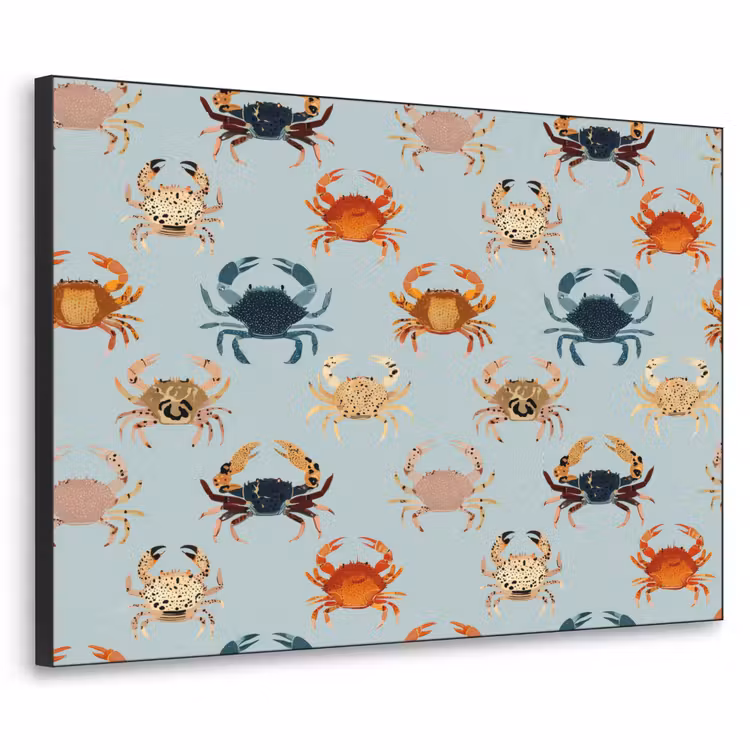 Krabben - Speels - Kleurrijk Textielframe zwart klein 947 -3d