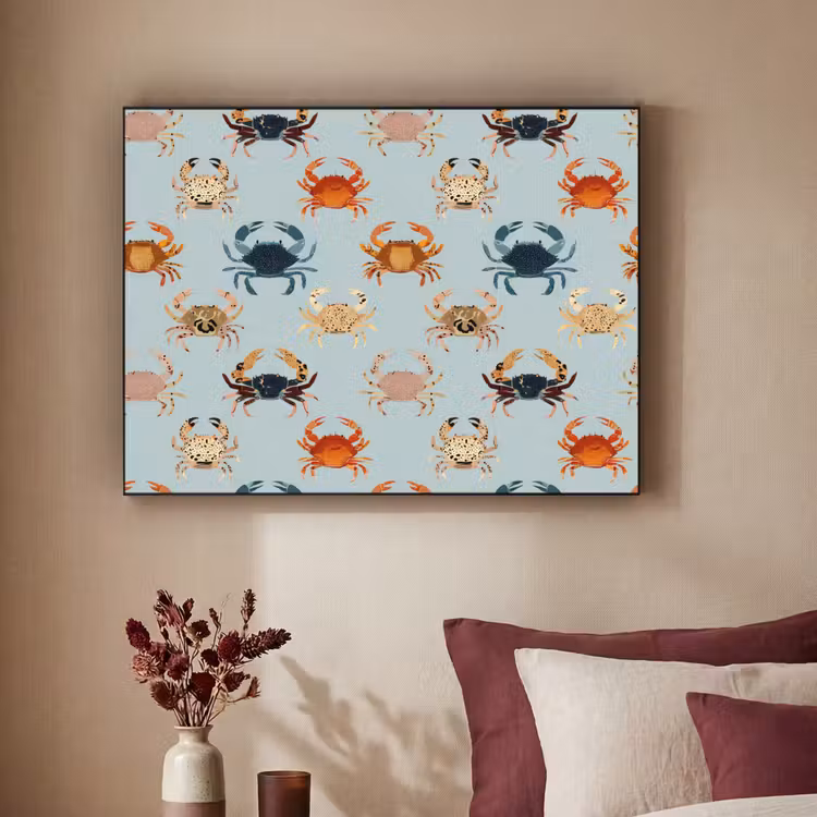 Krabben - Speels - Kleurrijk Textielframe zwart klein 947 -sfeer1