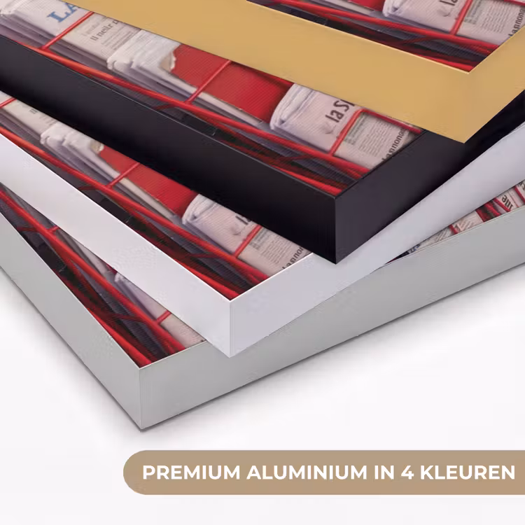 Kranten - Rek - Stedelijk - Dagelijks leven - Rood Textielframe zwart klein -USP_kleurenNL