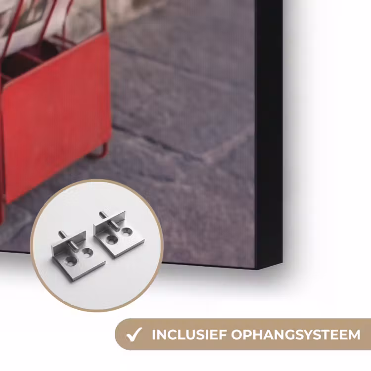 Kranten - Rek - Stedelijk - Dagelijks leven - Rood Textielframe zwart klein -USP_ophangsysteemNL