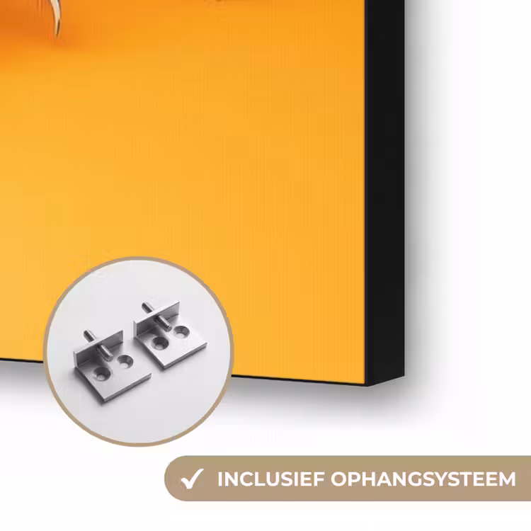 Kreeft - Delftsblauw - Schild - Stoer - Oranje Textielframe zwart klein -USP_ophangsysteemNL