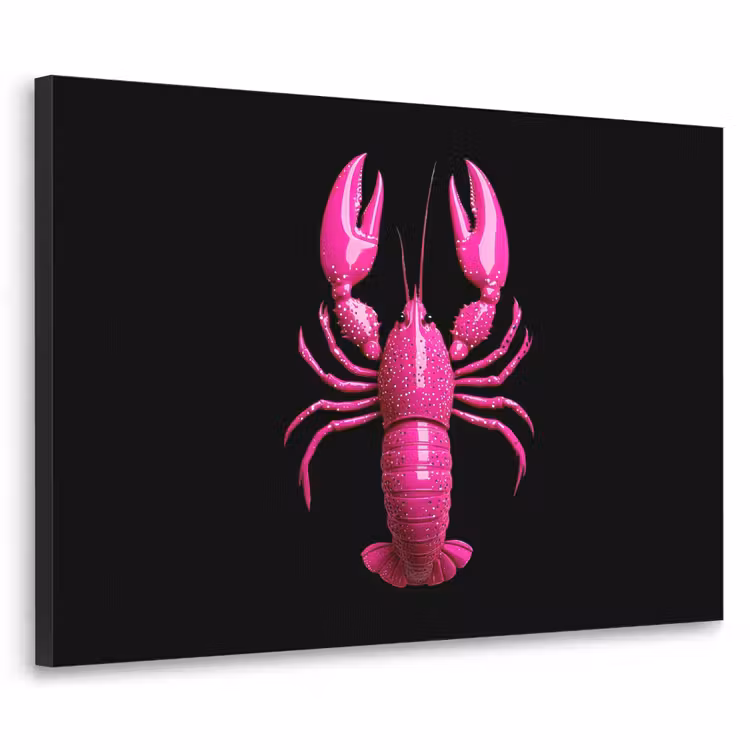 Kreeft - Felroze - Stippen - Opvallend Textielframe - compleet frame klein -3d