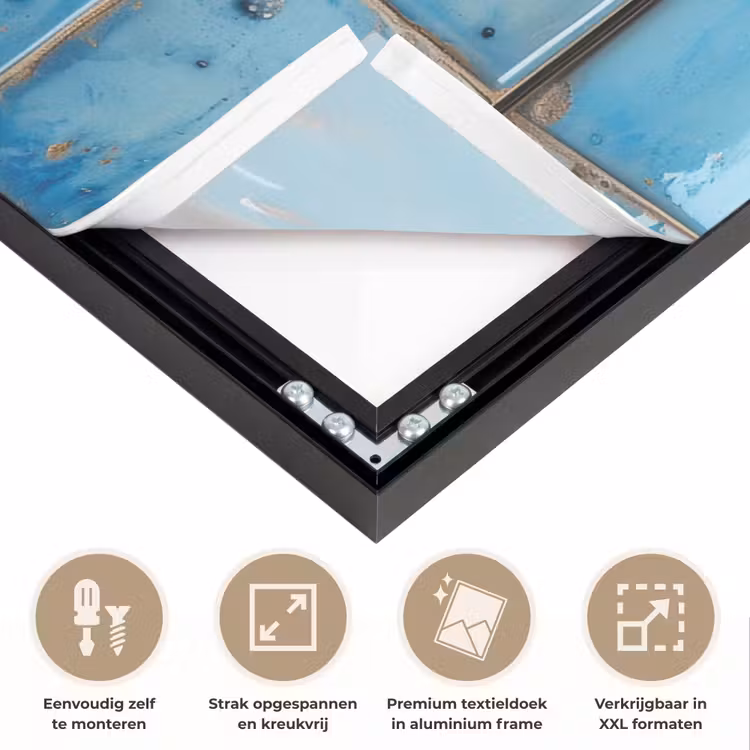 Kreeft - Geel - Blauw - Tegels Textielframe zwart klein -USP_feed_closeupNL