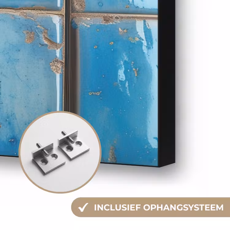 Kreeft - Geel - Blauw - Tegels Textielframe zwart klein -USP_ophangsysteemNL