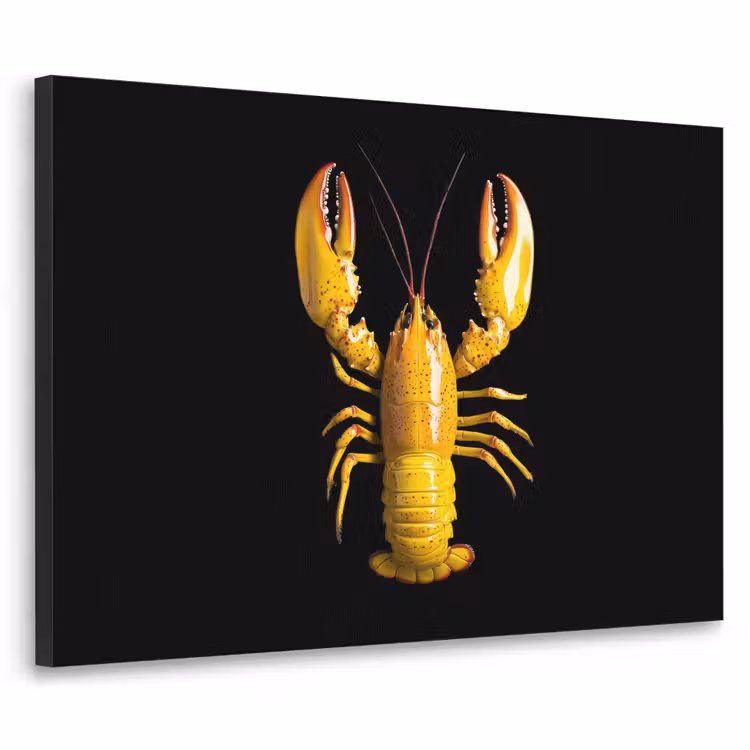 Kreeft - Geel - Stippen - Effen Textielframe - compleet frame klein -3d