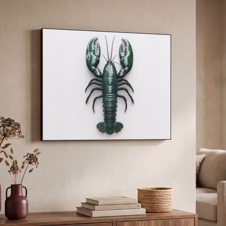 Kreeft - Glossier - Groen - Wit Textielframe zwart klein -sfeer3
