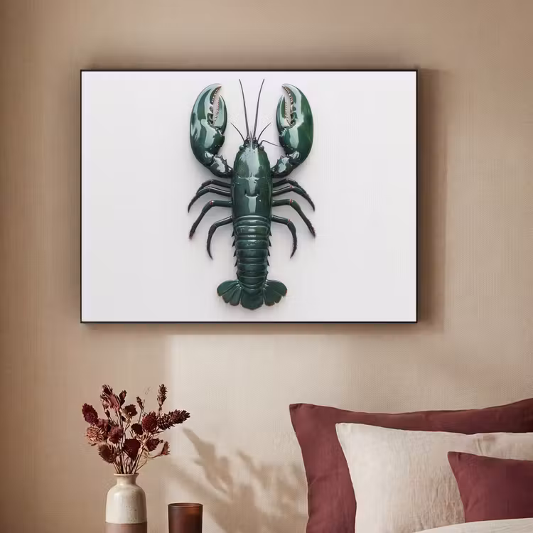 Kreeft - Glossier - Groen - Wit Textielframe zwart klein -sfeer1