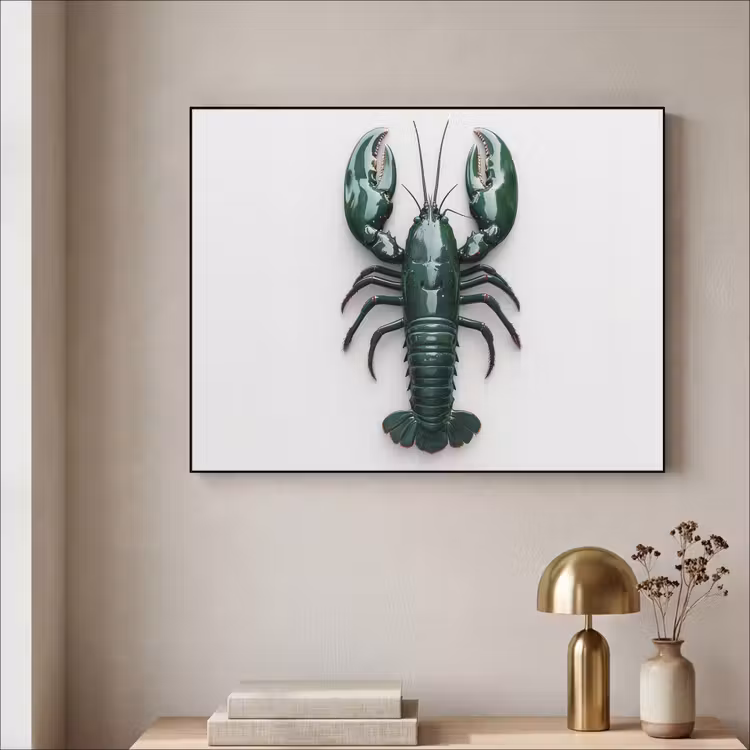 Kreeft - Glossier - Groen - Wit Textielframe - compleet frame klein -sfeer2
