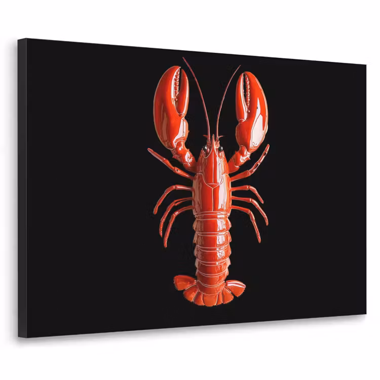 Kreeft - Glossier Rood - Zwart Textielframe - compleet frame klein -3d