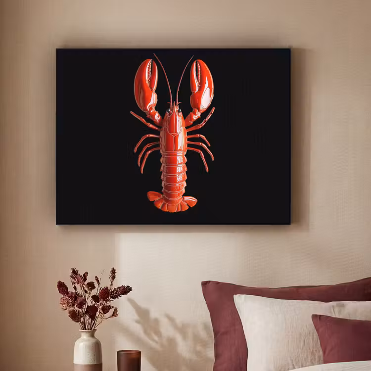 Kreeft - Glossier Rood - Zwart Textielframe zwart klein -sfeer1