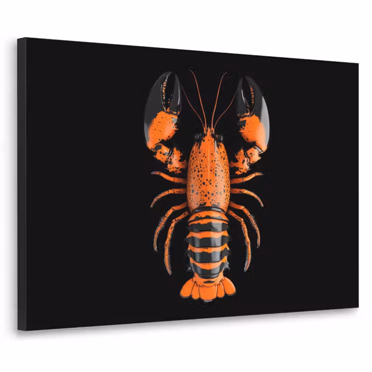 Kreeft - Oranje - Zwart - Modern Textielframe - compleet frame klein -3d