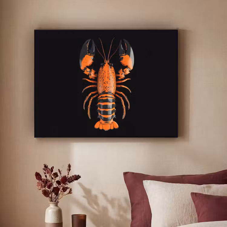 Kreeft - Oranje - Zwart - Modern Textielframe - compleet frame klein -sfeer1