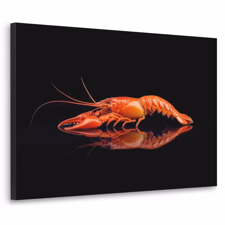 Kreeft - Oranje - Zwart - Opvallend Textielframe zwart klein -3d