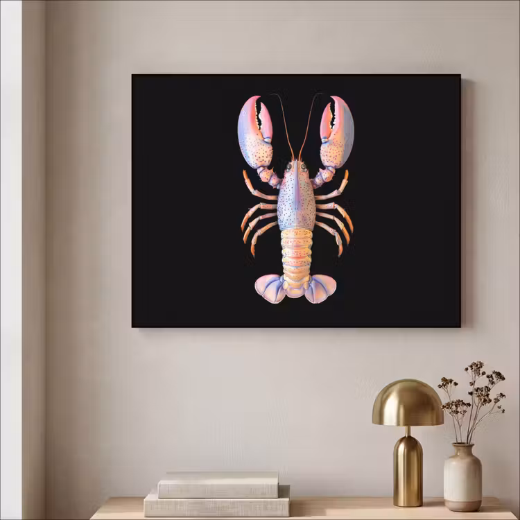 Kreeft - Roze - Zacht - Zwart Textielframe zwart klein -sfeer2