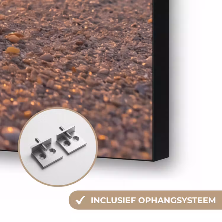 Kreeft - Strand - Natuur - Zonsondergang - Oranje Textielframe zwart klein -USP_ophangsysteemNL
