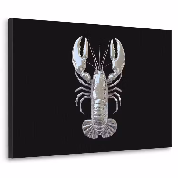 Kreeft - Zilver - Metallic - Luxe Textielframe - compleet frame klein -3d