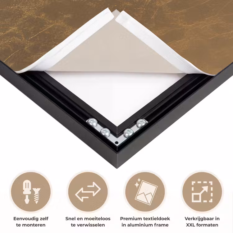 Kreeft - Zwart - Goud - Luxe Textielframe zwart klein -USP_closeupNL