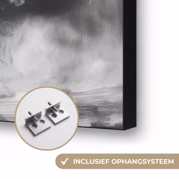 Krijger - Draak - Grijs Textielframe zwart klein -USP_ophangsysteemNL