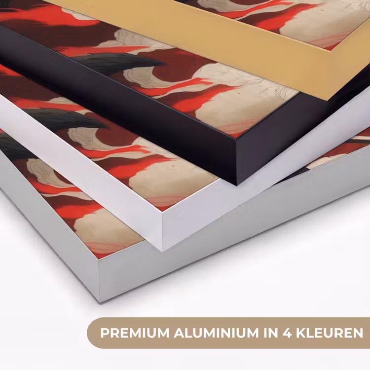 Krijger - Draak - Zwart - Rood - Rook Textielframe zwart klein -USP_kleurenNL