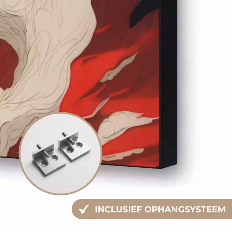 Krijger - Draak - Zwart - Rood - Rook Textielframe zwart klein -USP_ophangsysteemNL