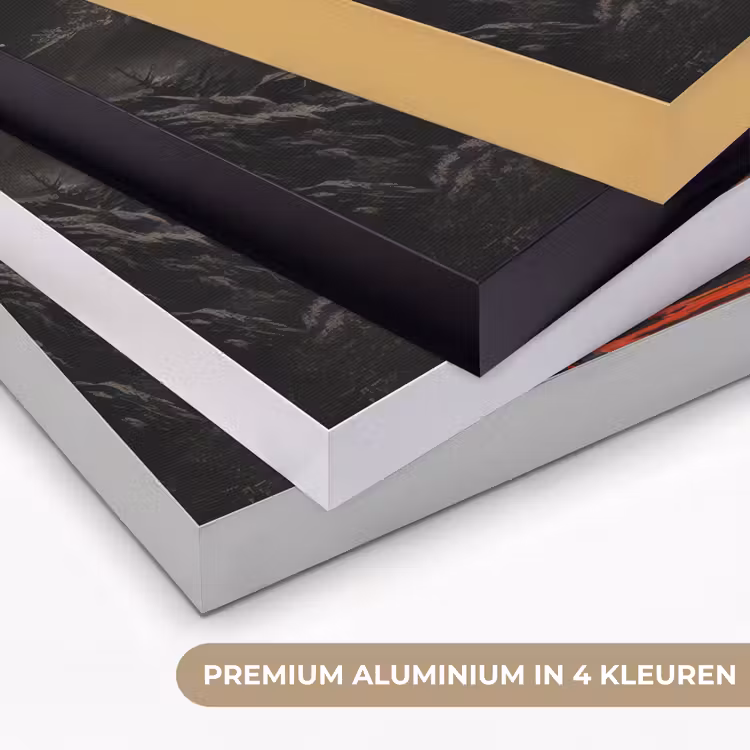 Krijger - Rode trappen - Zon - Berg Textielframe zwart klein -USP_kleurenNL
