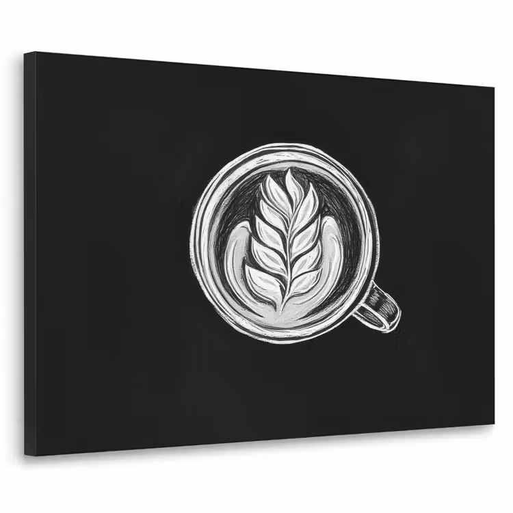 Krijttekening - Koffie - Latte art Textielframe - compleet frame klein -3d