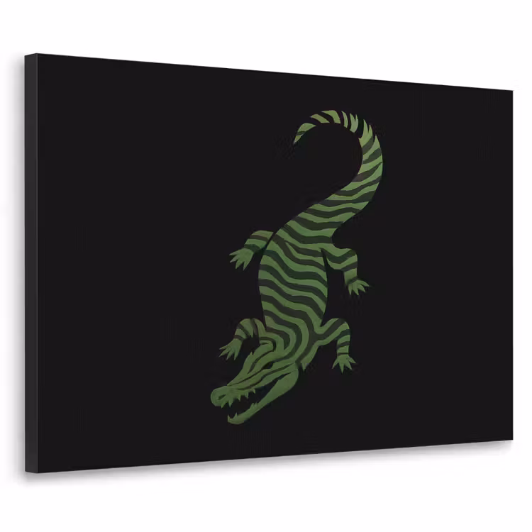 Krokodil - Groen - Tijgerachtig - Strepen Textielframe - compleet frame klein -3d