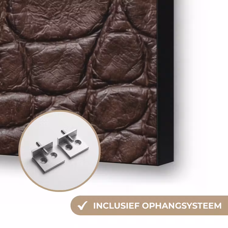 Krokodil - Leer - Bruin Textielframe zwart klein -USP_ophangsysteemNL