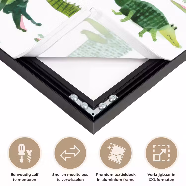 krokodillen - Speels - Groen Textielframe zwart klein 947 -USP_closeupNL